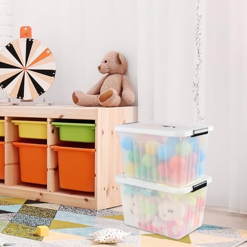 Bringer 4-Pack Clear Plastic Latching Box, 18 L Storage Bin with Handle - Image 5
