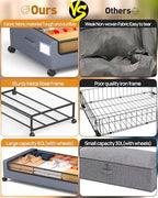 Under Bed Storage with Wheels, Square Under Bed Storage Containers, 4 Pack Under The Bed Storage Bins, Under Organizer with Clear Lids-60L Rolling Underbed Storage For Clothes, Shoes... - Image 6