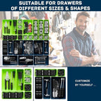 47pcs Tool Box Organizer, Tool Drawer Organizer Trays with Non-slip EVA Pads – Interlocking Divider Set, Fit Garage Storage Desk Drawers & Rooling Tool Cart (Blue & Green 47PCS) - Image 5