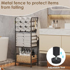 3-Tier Freestanding Cabinet Towel Rack Metal Stand, Black - Image 4