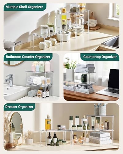 Acrylic Cabinet Organizer Set of 2, Stackable Spice Rack for Kitchen - Image 2