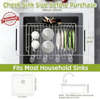 in Sink Expandable Dish Drying Rack with Silicone Mat-Extra Large Stainless Steel Dish Drainer Over The Sink with Utensil Holder, Applicable for Sink Width 16'-22' (Silver,23.2'*12.2') - Image 3