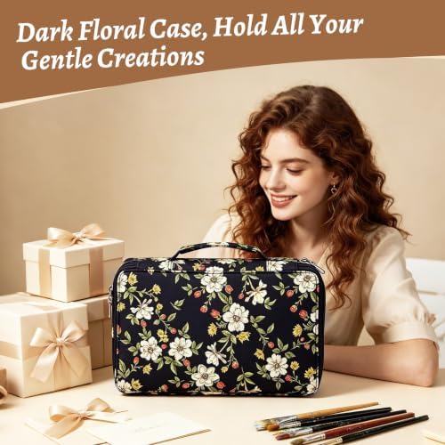 YOUNGCOL 300-Capacity Colored Pencil Case Pen Organizer(Black vintage floral) - Image 4
