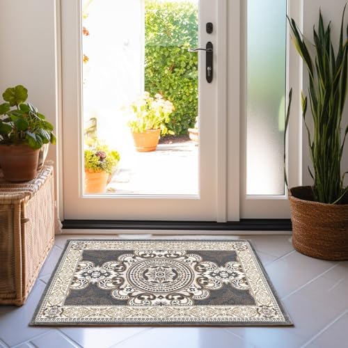 CHICHIC 32 x 48 Inch GrayGreen Low Profile Indoor Door Mat for Home Entrance, Indoor Welcome Mat for House Front Door Mat Inside Outdoor Outside Entryway Rugs Anti-Slip Rubber Back - Image 2