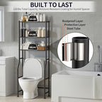 3-Tier Over Toilet Storage, Anti-Tip, 64" H, Black - Image 6