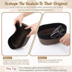 10 Pack Small Woven Baskets, Cotton Rope, Linen, Black - Image 3