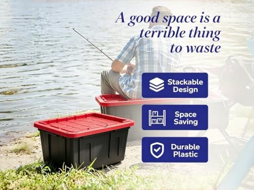 Storage Bins with Lids, 27 Gal 2-Pack Stackable Plastic Totes - Image 3