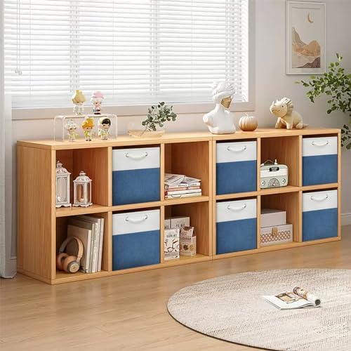 13x13 Storage Cube Bins 4Pack,Collapsible Cube Storage Organizer for Closet, Fabric Storage Box w/ Rope Handles, Foldable Storage Baskets for Shelves, Clothes,Closet Organization - White/Blue - Image 7