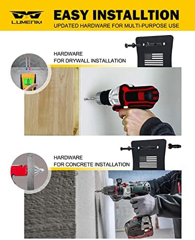 LUMENIX Heavy Duty Door Storage Hangers Bracket, Wall-Mounted Systems Kits Doors Holder Racks Compatible with 1956-2025 Jeep Wrangler CJ YJ TJ JK JKU JL JLU LJ JT (2 PCS, U.S. America Flag Pattern) - Image 3
