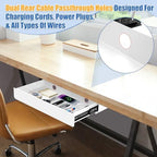 KHAMAL Under Desk Drawer Slide Out Large - Under Table Drawer 17.32" x 9.25", Pull-Out Storage Organizer With Cable Management For Home & Office (White) - Image 3