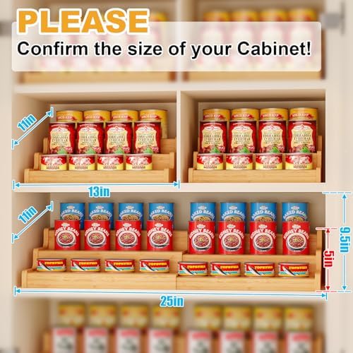 Expandable Bamboo Can Rack Organizer for Pantry, 3-Tier Adjustable Can Storage Holder, Soda Organizer Holds Up to 24 Cans, Canned goods Storage Display for Pantry, Cabinet, Countertop (patent pending) - Image 5