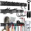 SEDY 64" Heavy Duty Garage Storage Tool Organizer Wall Mount - Tool Rack with Adjustable Hooks, Anti-Rust, 300lbs Capacity - Easy Installation (4 Racks, 10 Hooks, 3 Straps) by SEDY