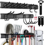 SEDY 64" Heavy Duty Garage Storage Tool Organizer Wall Mount - Tool Rack with Adjustable Hooks, Anti-Rust, 300lbs Capacity - Easy Installation (4 Racks, 10 Hooks, 3 Straps) by SEDY