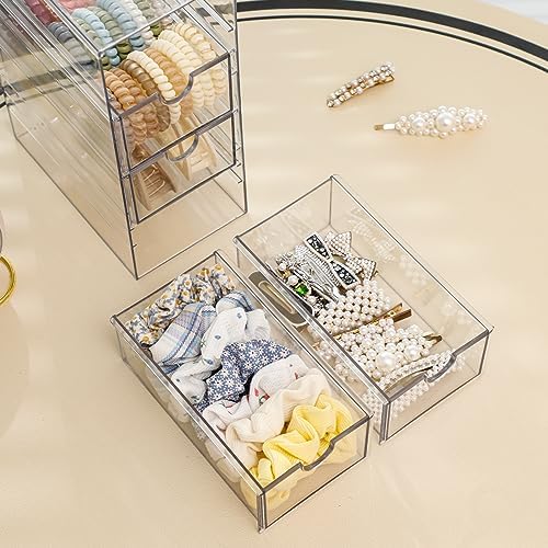 FABROK Clear Hair Accessory Organizer Box with 4 Drawers, Plastic - Image 2