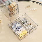 FABROK Clear Hair Accessory Organizer Box with 4 Drawers, Plastic - Image 2