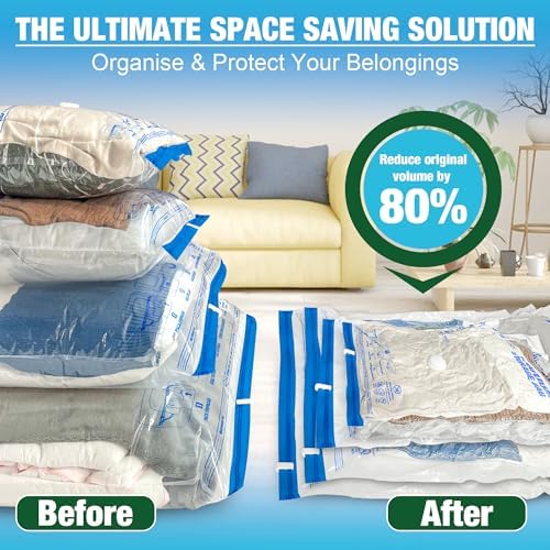 Vacuum Storage Bags, Vacuum Seal Bags for Clothing, 5 Jumbo 5 Large - Image 4