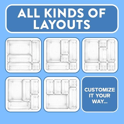 Emporio Drawer Organizer Set - 6-Large & 24-Small Bins, Stackable Trays for Kitchen, Makeup & Office - Pack of 64 - Image 6