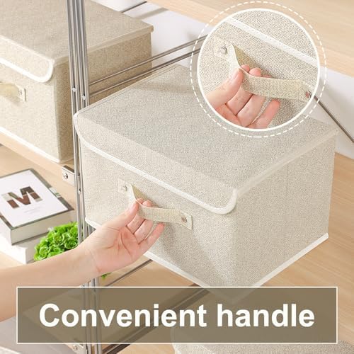 Storage Bins with Handles,Grey and Beige,13x9.1x7.9in,3 Pack - Image 6