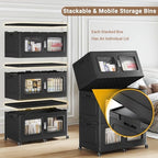 BROVIEW 880 Qt Extra Large Stackable Storage Bin with Lids, 4 Pack Black - Image 3