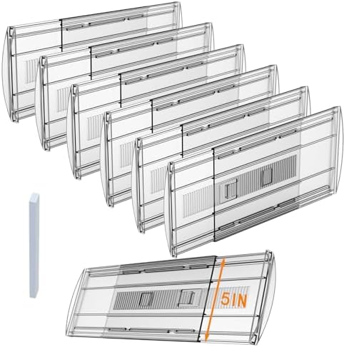 6 Pack 5" High Clear Adjustable Drawer Dividers Clothes,Expandable 13-21" by SPEREELER