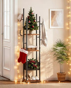 CHOEZON Coat Rack Freestanding, Coat Rack with 3 Shelves, 8 Hooks and 1 Fabric Pouch, Square Coat Hanger Stand, Metal Clothes Tree for Living Room, Bedroom, Entryway, Rustic Brown and Black TYM03BF - Image 5