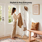 AMADA Solid Wooden Coat Rack Freestanding with 8 Hooks, White - Image 2
