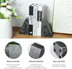 Karibiber Marble Bookends for Heavy Books, Decorative Book Ends for Shelves, Titanium Black Stone Durable and Heavy-Duty Book Ends for Hardback Books & CDS, Unique Book Stopper & Holder, Set of 2 - Image 3