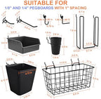 Pegboard Basket Organizers, 42Pack Peg Board Baskets Hooks Bins Cups(Black) - Image 3