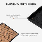 Anji Mountain Heavy Duty Waterproof Rubber Shoe Storage Mat Organizer/Boot Storage Multi Use for Entryway with Coir, Tan and Black Insert, Fits 4 Pair (46.5" Wide) - Image 4