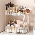 Bathroom Counter Organizer for Vanity, Makeup Organizer Countertop with Holder, Large Capacity Storage Rack, Perfect Large Skincare, Hair Care, Perfume, Easy to Install (Clear, 2Tiers) by Weidace