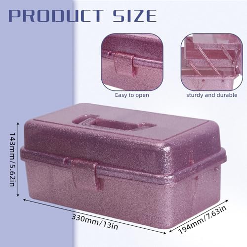3-Tier Stackable Storage Organizer Box, Art & Craft Storage Container, Carry Tackle Organizer, Medicine Cosmetic for Art Supply Makeup Hair Accessories Painting Tools (Pink) - Image 2