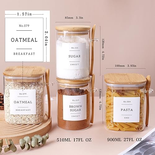 CZSZYGHBAO 6 Pack Glass Jars with Bamboo Lid and Spoons - 17Oz/27Oz Borosilicate Glass Jars with 132 Pantry Labels - for Coffee Beans, Tea, Sugar & More - Image 5