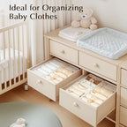 DIMJ Drawer Organiser System, Drawer Organiser, Foldable Storage Box, Fabric, Drawer Inserts for Wardrobes, Wardrobe Organiser for Trousers, Clothes, Set of 4, White - Image 6