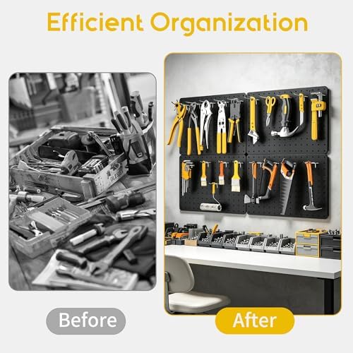 Pegboard Organizer Kit,4 Pack 14.76x10.82 in Metal Panels with 6 Bins,Black - Image 5