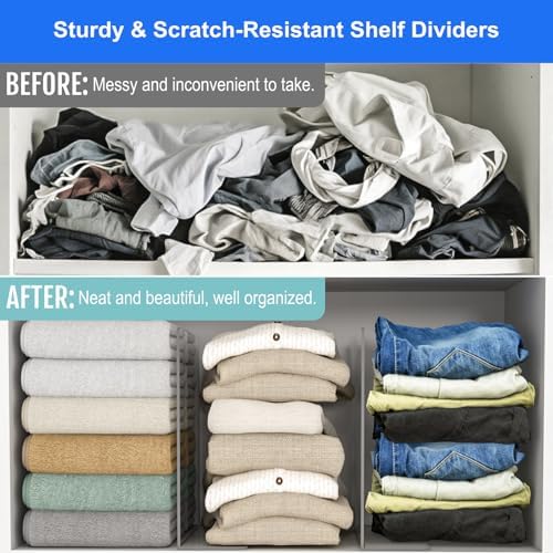 OKPOW Shelf Dividers Closet Organizer - 12" Tall X 11.8" Deep Acrylic Clear Sturdy Separate for Clothes Purse - Adjustable Space Saver Easy Install for Home Organization Enthusiasts 8 Pack - Image 6