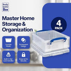 Really Useful Box 4 Pack Storage Bins, Clear Plastic Stackable Organizing Totes, 8.1 Liter - Image 4