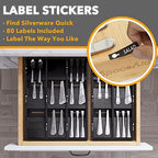 SpaceAid Bamboo Silverware Drawer Organizer with Labels, Kitchen Utensil Tray Holder Organizer for Flatware, Cutlery, Spoon and Knives Drawer Storage Organization (Black, 6 Slots) - Image 3