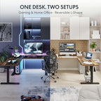 FLEXISPOT 63 x 48 Reversible L-Shaped Electric Standing Desk, Rustic Brown - Image 4