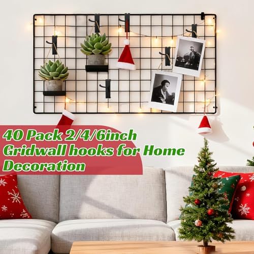 40pcs 2 inch Matte Black Gridwall Hooks for 3 x 3 Inch Grid Panels - Image 6