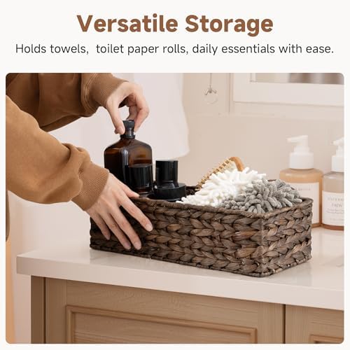 StorageWorks Small Toilet Paper Basket, Bathroom Basket Organizer, Brown - Image 2