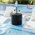 Outdoor Umbrella Stand with Hole, Umbrella Side Table, Black - Image 3
