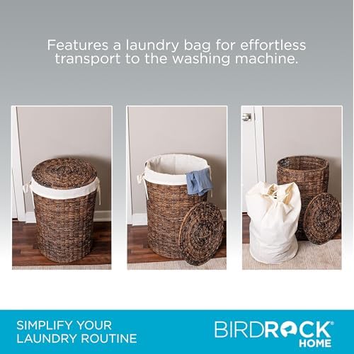 BIRDROCK HOME Seagrass Laundry Hamper with Lid and Liner, Espresso, 26.5” - Image 4
