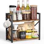 RUILALIFE Coffee-Bar-Station-Organizer Shelf for Countertop, 2 Tiers Kitchen Counter Shelf Riser, Wooden Spice Rack Organizer, Coffee Bar Accessories(Rustic Brown, Large) by RUILALIFE