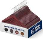 SereneLife Wooden Hangers 50 Pack - Durable & Slim Coat Hanger - Wood Hangers for Coats, Suits, Jackets, Closet & Pants - Suit Hanger with 360-Degree Rotatable Hook and Shoulder Grooves (Cherry Color) by SereneLife