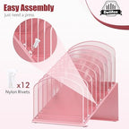 Inclined Desk File Organizer, 8-Section Upright Desk Organizer Standing File Sorter for Office Classroom Desktop Organization (Pink, 8) - Image 2