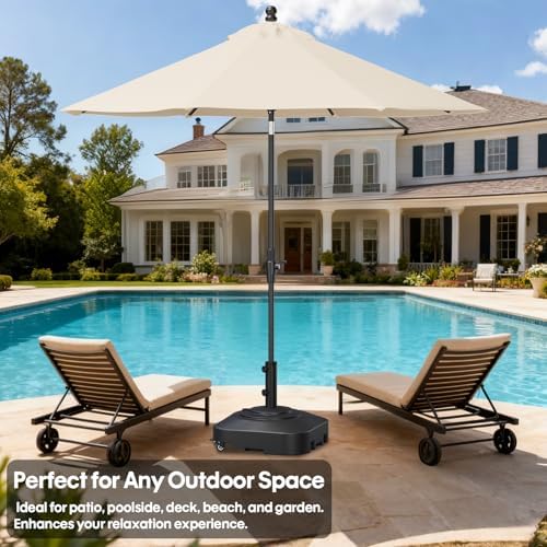 Patio Umbrella Base with 5 Wheels, Max 145lb Fillable Umbrella Stand - Image 7