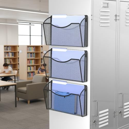 MINDEPOT Magnetic Wall File Organizer, Hanging File Holder, 3 Pack, Black - Image 5
