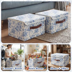 2 Pack Blue Floral Storage Bin with Lids, 15x10x10 Inch - Image 3