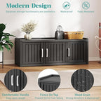 2-Tier Storage Bench, Waterproof UV-Resistant Outdoor Shoe Storage Cabinet with 3 Doors & Adjustable Shelves for Indoor Outdoor Entryway, Hallway, Living Room (Black) - Image 4