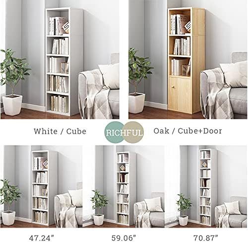 IOTXY Small Narrow Corner Bookcase - 47" Tall Gap Storage Cabinet, White - Image 7